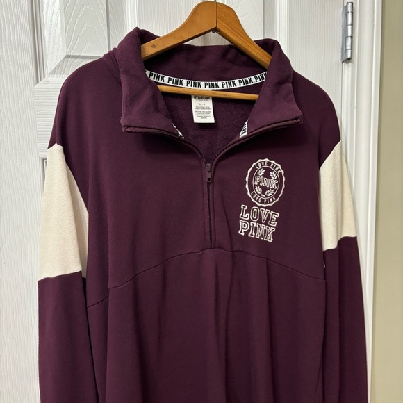 PINK Victorias Secret Half Zip Varsity Pullover Sweatshirt Women’s Size Large - Picture 3 of 9